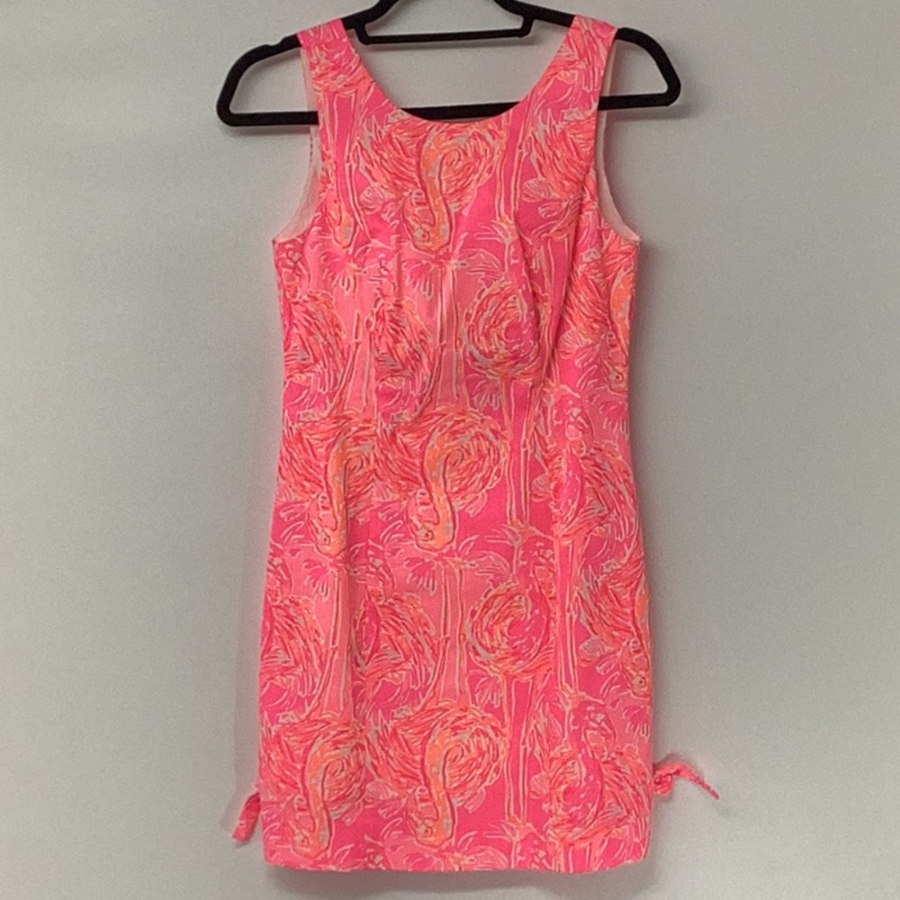 Lilly Pulitzer Mila Shift Tappin It Back Sleeveless Dress Flamingos Vibrant